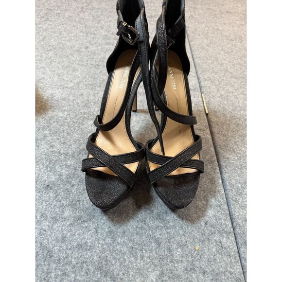 Gianni Bini Corielle Strappy Platform Sandals Womens 8.5M Glitter Black Stiletto - Picture 1 of 9